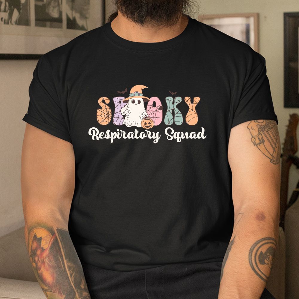 Spooky Respiratory Therapy Squad Witch Ghost RT Halloween Shirt